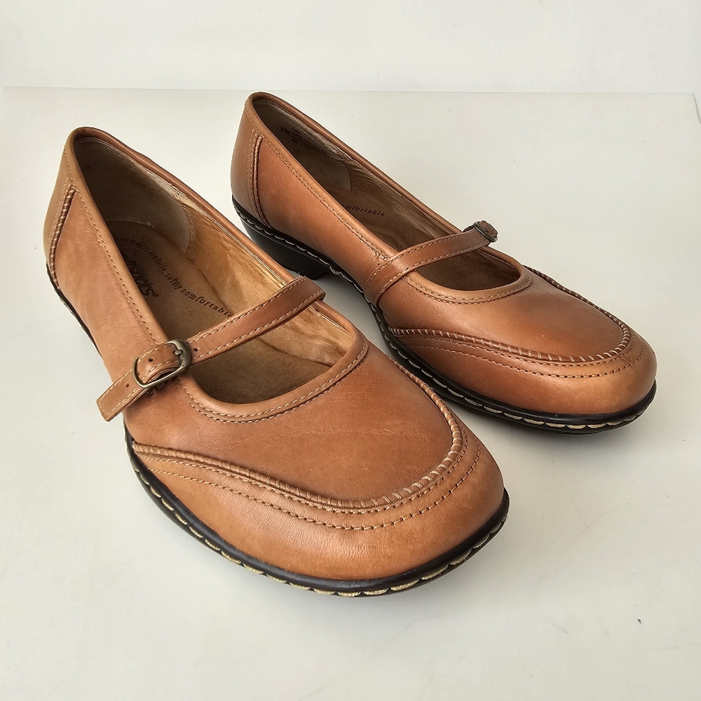SoftSpots Womens Flat Mary Jane Comfort  Casual Brown Shoes 8.5